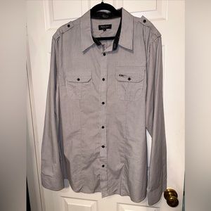Eighty Eight Platinum 2XL Button Up Shirt Mens XXLarge Gray  Stripe Long Sleeve
